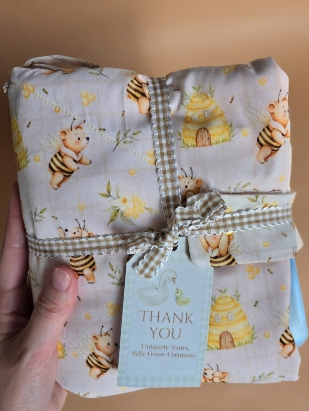Honey Bee Baby Travel Change Mat With Clip Wipes Pouch Handmade Baby Shower Gift